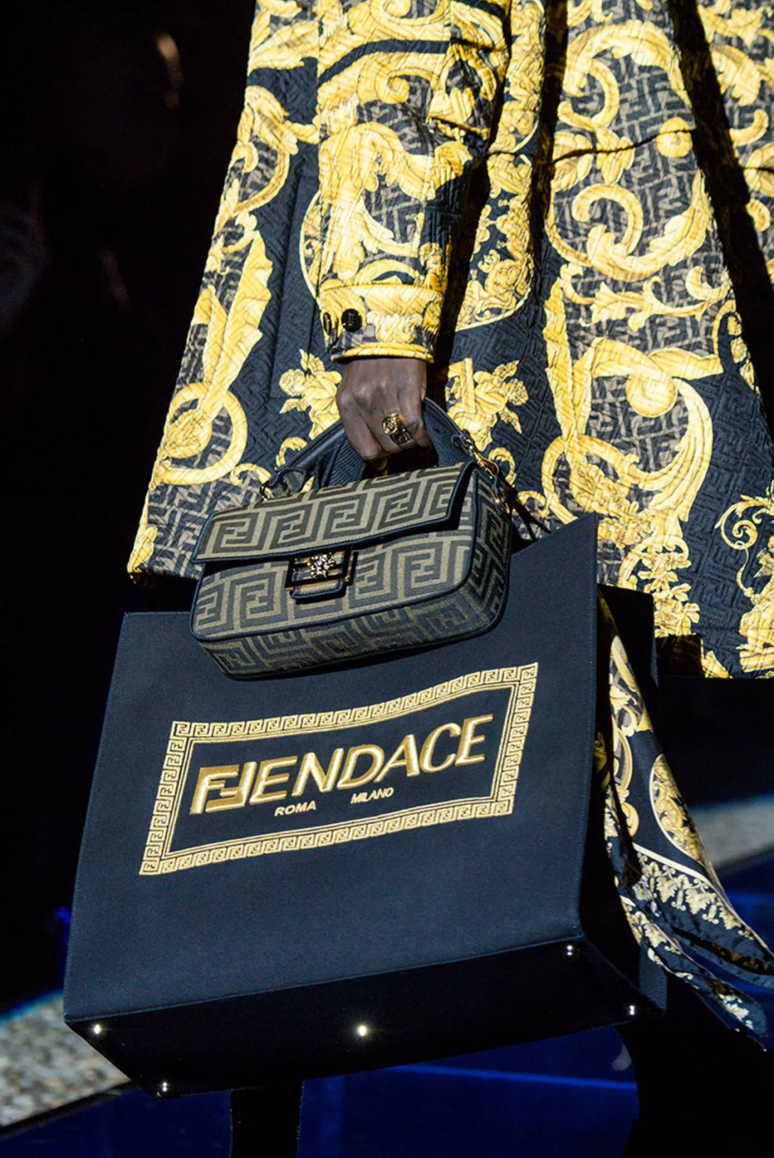 New Versace X Fendi Fendace Collaboration Large Flat Pouch Black
